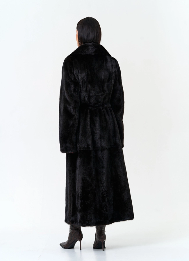 фото Женская шуба из меха норки с английским воротником модель № 33904 фото