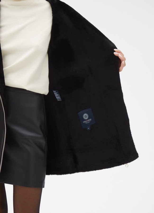 Женская удлиненная дубленка из эко кожи модель № 32022 универмаг малина