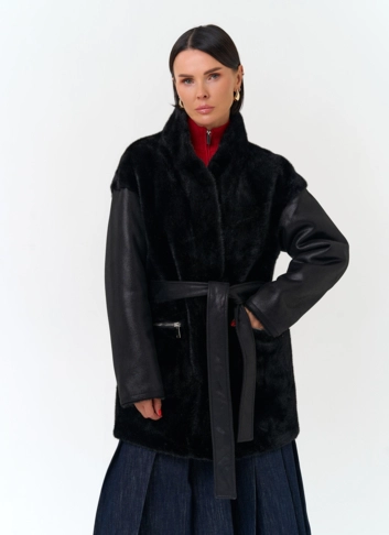 Женская дубленка из эко меха