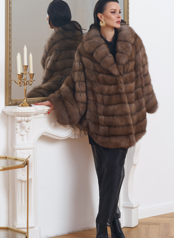 Шуба из куницы оверсайз