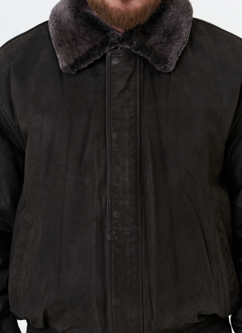 Куртка пилот из натуральной кожи с отделкой из овчины