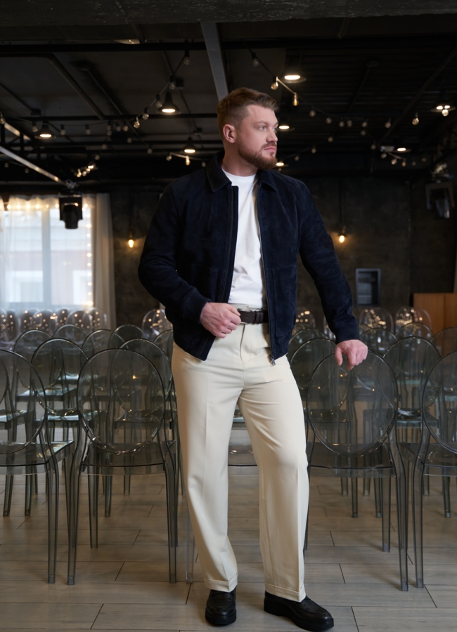 Мужская куртка бомбер из натуральной замши модель № 30065 в рассрочку