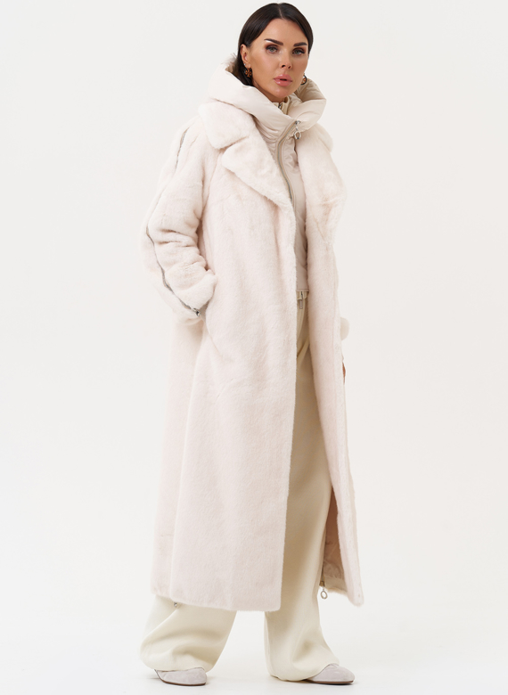 Женская шуба со съёмным капюшоном