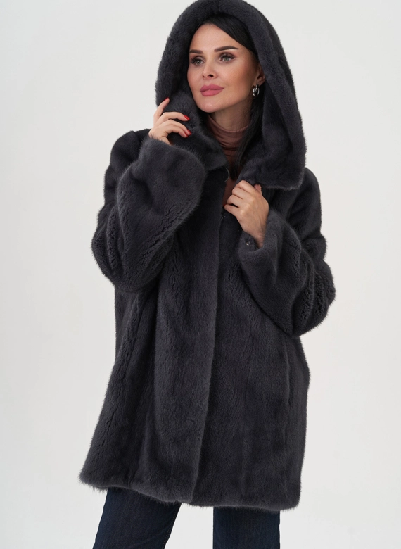 Шуба из норки в цвете графит