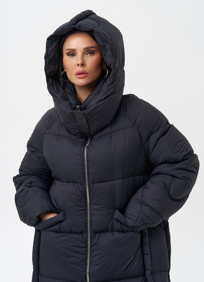 Женский пуховик с капюшоном  модель № 28972 универмаг малина