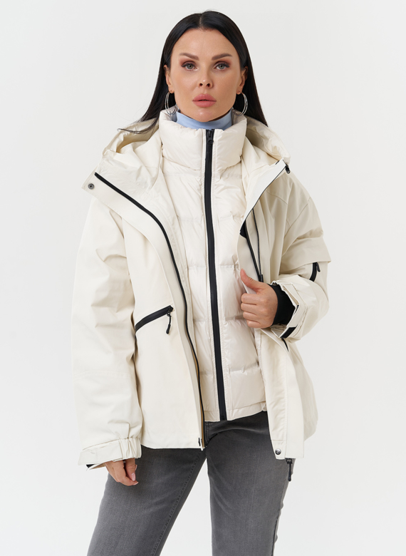 Двойная утепленная куртка с капюшоном