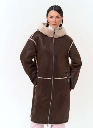 Женская дубленка из эко замши