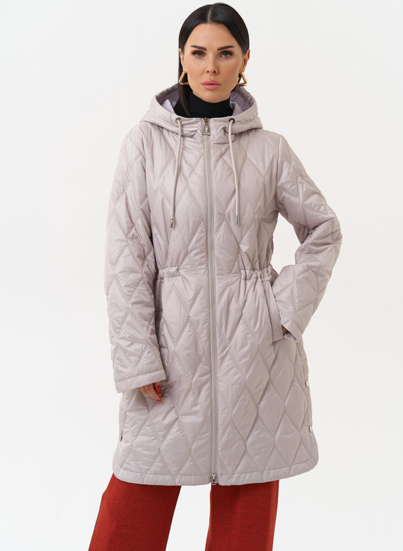 Женское утепленное полупальто с капюшоном