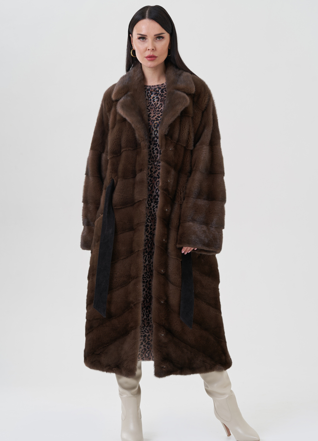 Норковая шуба с английским воротником  модель № 79697 в кредит