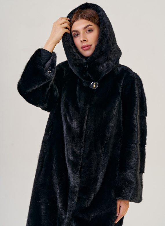 Шуба-"рубашка" с капюшоном