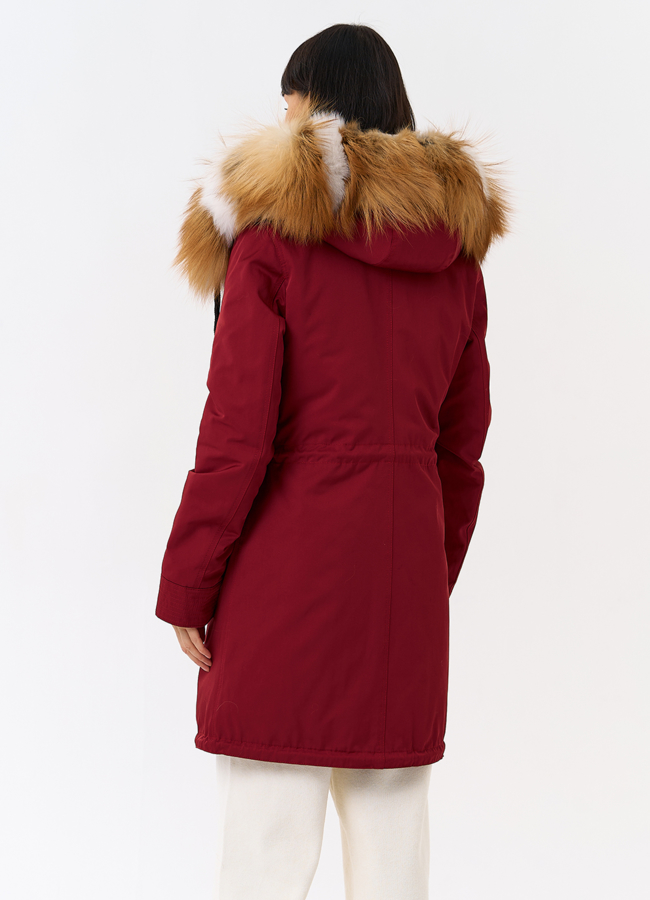 фото Женская парка с капюшоном из меха рыжей лисы модель № 31991