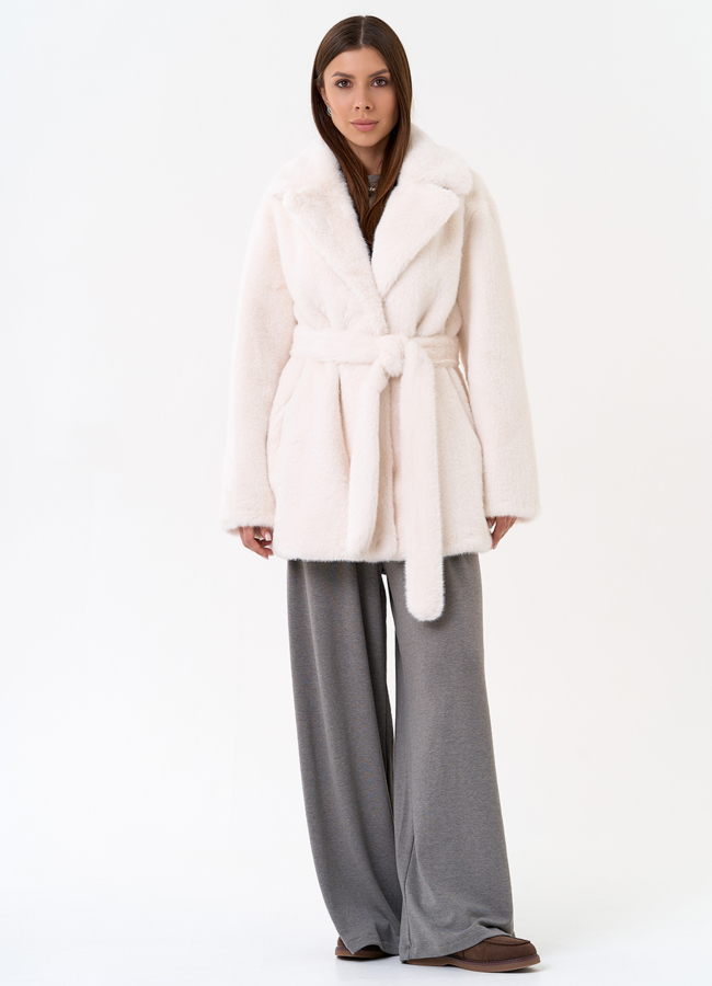 Женская шуба из эко меха с английским воротником  модель № 31245 универмаг малина