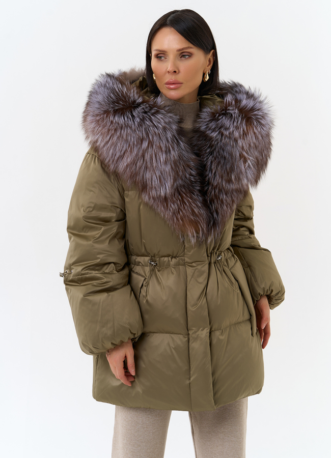 Женский пуховик с капюшоном из меха блюфрост модель № 31883 универмаг малина