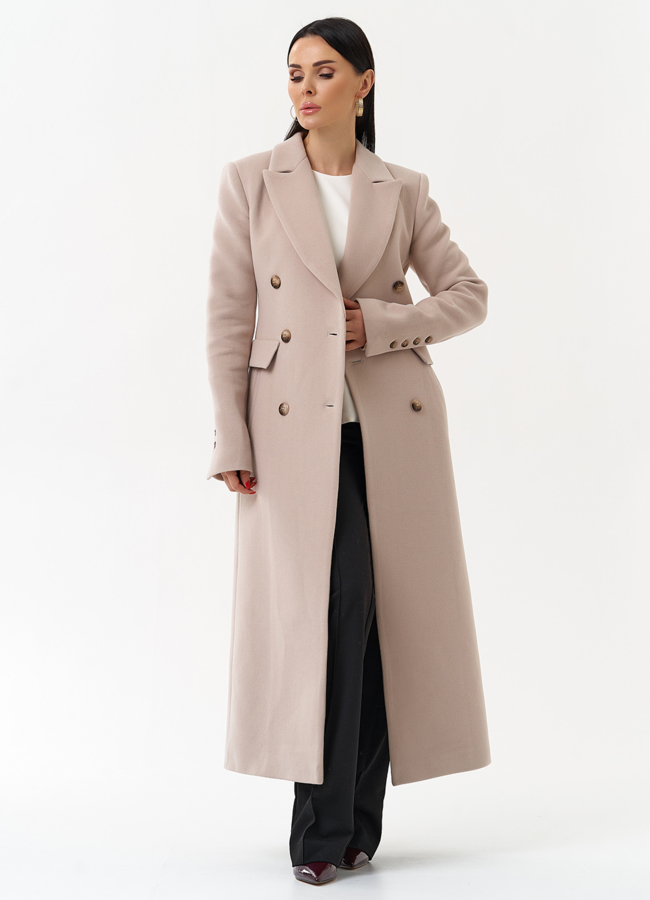 Длинное женское пальто с английским воротником модель № 29897 универмаг малина