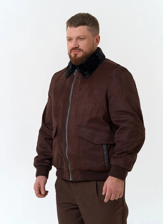 Мужская утепленная куртка из эко замши фото