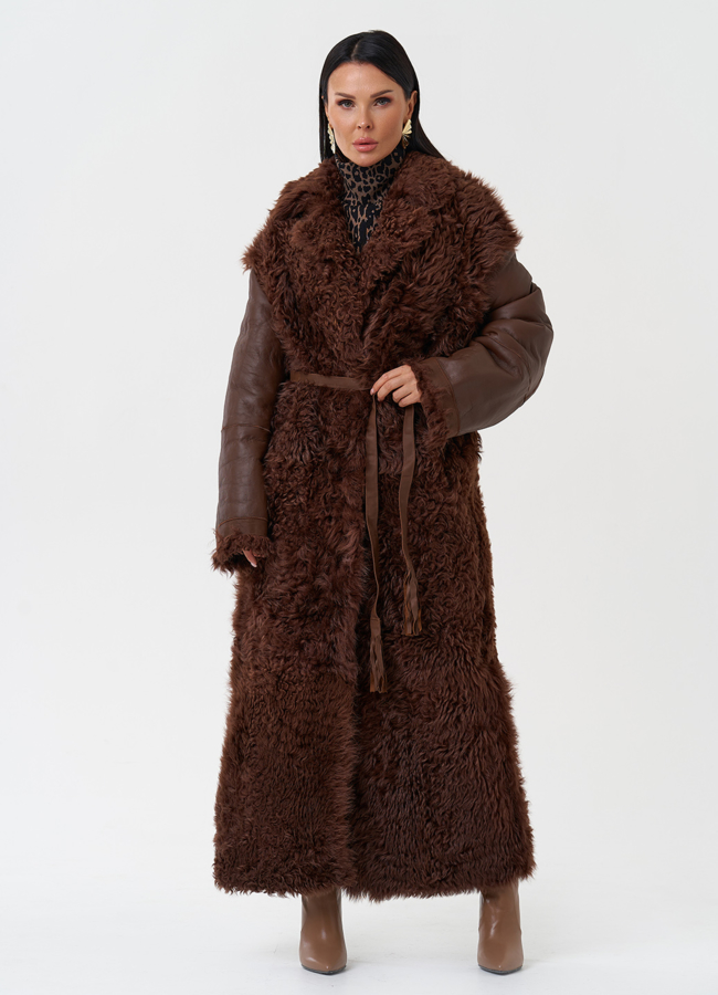 Двухсторонняя натуральная дубленка модель № 28425 универмаг малина