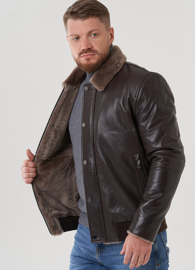 Мужская дубленка  модель № 82152 универмаг малина