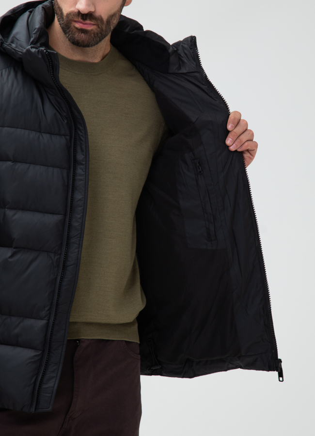 Мужской пуховик с капюшоном  модель № 28874 универмаг малина