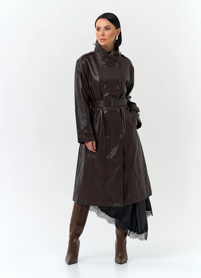 Женский плащ из эко кожи модель № 32849 в кредит